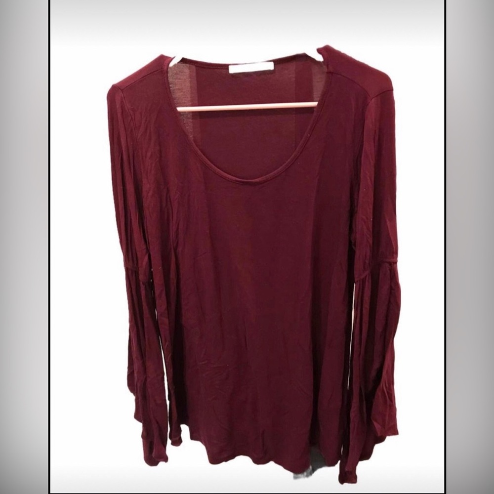 Color Me Red Soft Maroon Bell Sleeved Top - Size Large